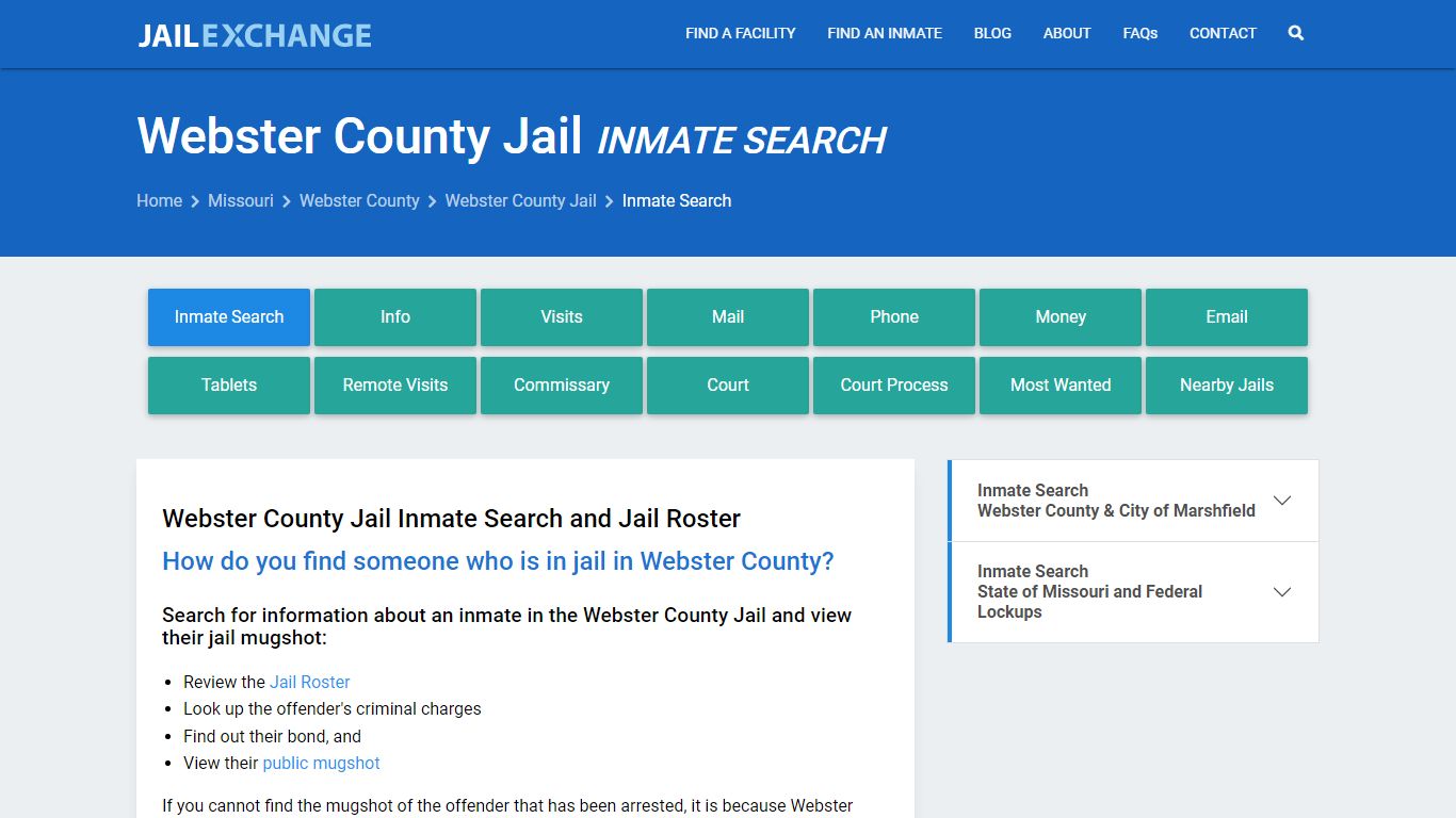 Inmate Search: Roster & Mugshots - Webster County Jail, MO