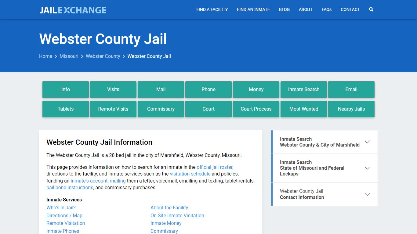 Webster County Jail, MO Inmate Search, Information