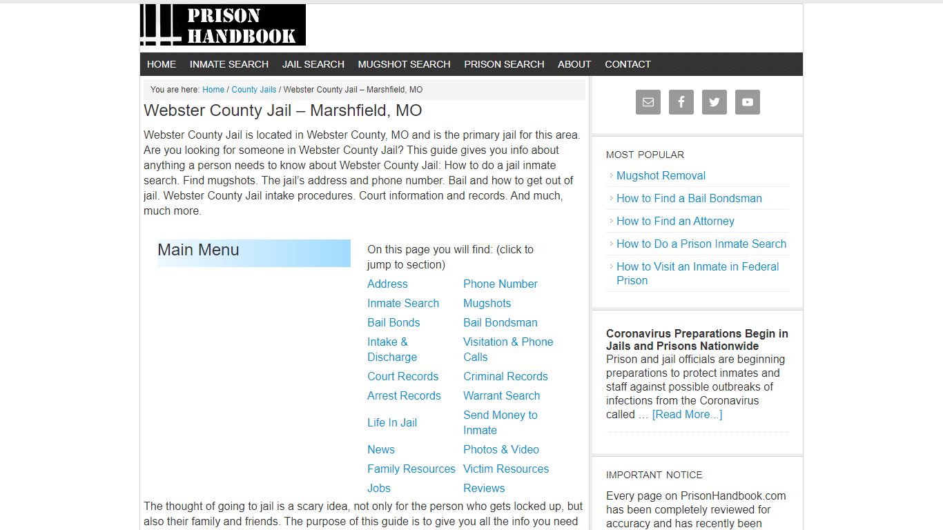 Webster County Jail – Marshfield, MO - Prison Handbook